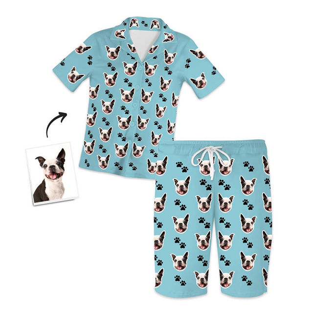 Picture of Custom Pet Feet Pajamas Short Sleeve Shorts - Personalized Face Copy Unisex Pajamas - Best Gift For Family, Friend