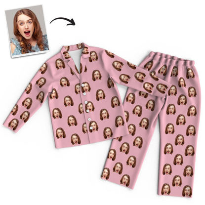 Picture of Custom Face Pajamas Full Set Long Sleeves - Personalized Face Copy Unisex Pajamas - Best Gift For Family, Friend