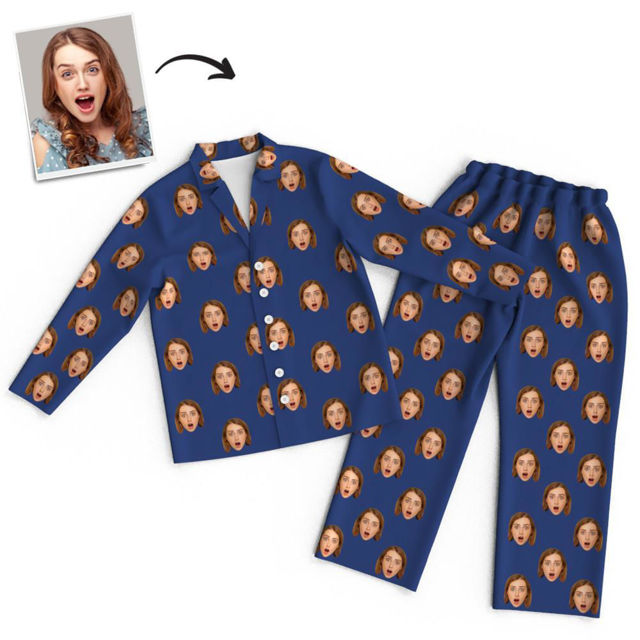 Picture of Custom Face Pajamas Full Set Long Sleeves - Personalized Face Copy Unisex Pajamas - Best Gift For Family, Friend