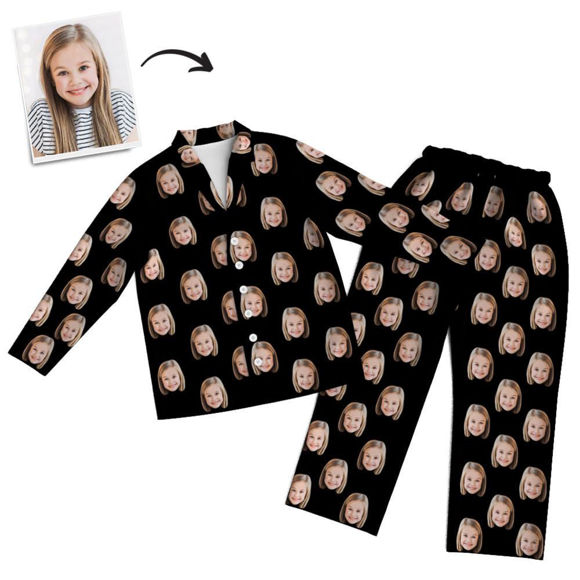 Picture of Custom Face Pajamas Full Set Long Sleeves - Personalized Face Copy Unisex Pajamas - Best Gift For Family, Friend