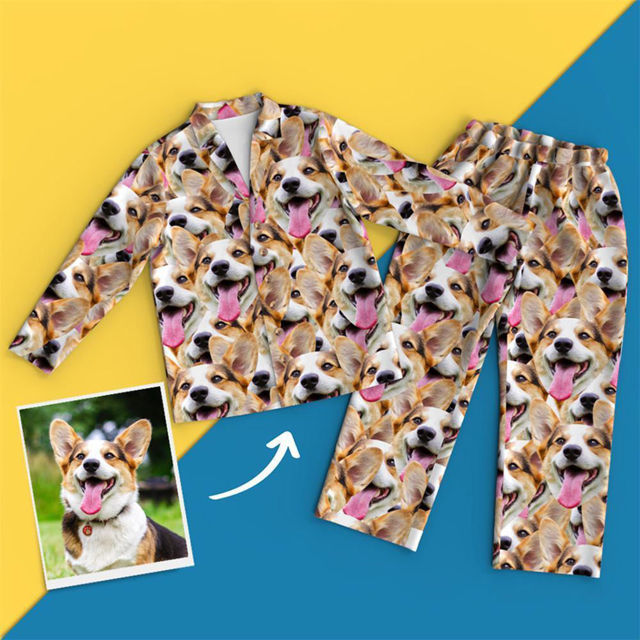 Picture of Custom Pet Pajama Pants Full Set Multiple Avatars - Personalized Face Copy Unisex Pajamas - Best Gift For Family, Friend