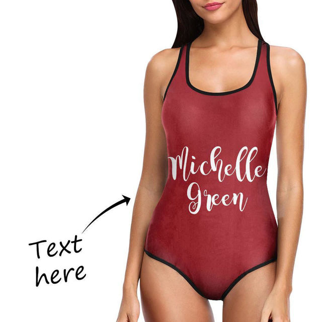 Picture of Custome Text Colorful Personalized One Piece Swimsuit - Multi Face Swimwear for Bachelorette Party - Summer Best Gift