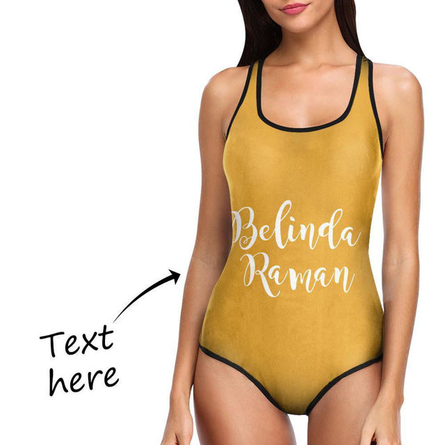 Picture of Custome Text Colorful Personalized One Piece Swimsuit - Multi Face Swimwear for Bachelorette Party - Summer Best Gift