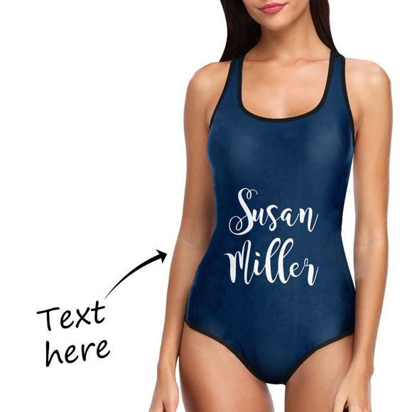 Picture of Custome Text Colorful Personalized One Piece Swimsuit - Multi Face Swimwear for Bachelorette Party - Summer Best Gift