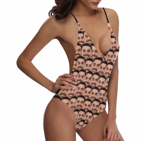 Picture of Custom Face Funny Photo Women's Bikini One Piece Bathing Suit - Multi Face Swimwear for Bachelorette Party - Summer Best Gift