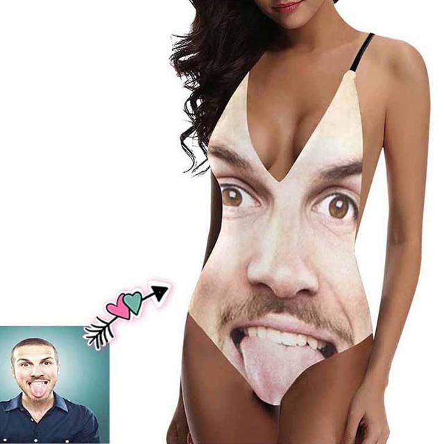 Picture of Custom Funny Face Photo Women's Bikini One Piece Bathing Suit - Multi Face Swimwear for Bachelorette Party - Summer Best Gift