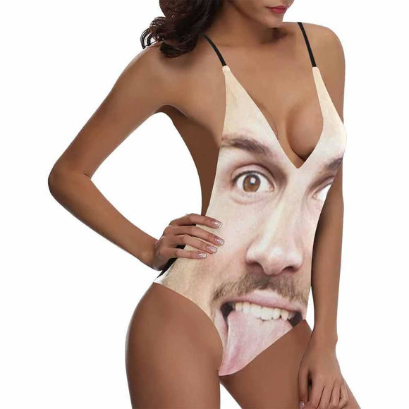Picture of Custom Funny Face Photo Women's Bikini One Piece Bathing Suit - Multi Face Swimwear for Bachelorette Party - Summer Best Gift
