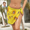 Picture of Personalize Photo Custom Face Sunflower Beach Wrap Women Short Sarongs - Multi Face Swimwear for Bachelorette Party - Summer Best Gift