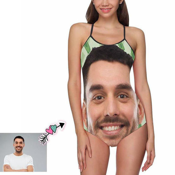 Picture of Personalize Photo Funny Face Women's Bikini One Piece Suit - Multi Face Swimwear for Bachelorette Party - Summer Best Gift