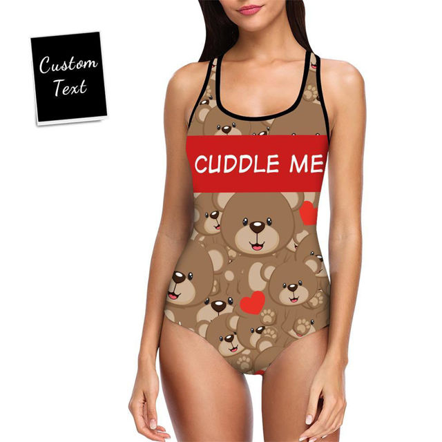 Picture of Personalize Teddy Bear  Women's Bikini One Piece Suit - Multi Face Swimwear for Bachelorette Party - Summer Best Gift