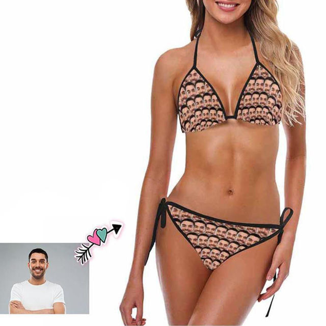 Picture of Custom Copy Face Photo Women's Bikini Two Piece Bathing Suit - Multi Face Swimwear for Bachelorette Party - Summer Best Gift