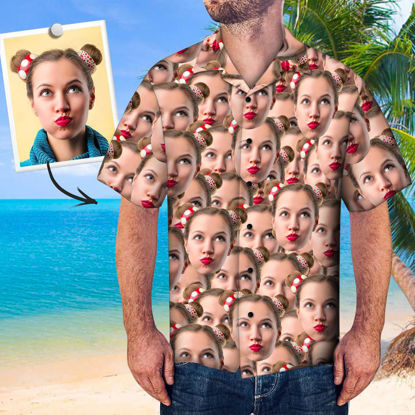 Picture of Custom Face Photo Hawaiian  Shirt - Custom Face Copy All Over Print Hawaiian Shirt - Best Summer Gifts for Men - Beach Party T-Shirts as Holiday Gift