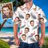 Picture of Custom Face Photo Hawaiian Shirt - Custom Face Shirt Men Hawaiian Shirt Flamingos & Feather - Beach Party T-Shirts as Holiday Gifts - Best Gift