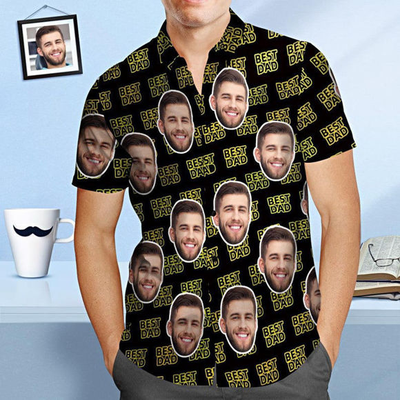 Picture of Custom Face Photo Hawaiian Shirt - Custom Men's Face Shirt All Over Print Best Dad Hawaiian Shirt - Beach Party T-Shirts as Holiday Gift