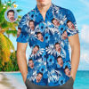 Picture of Custom Face Photo Hawaiian Shirt - Custom Men's Face Shirt All Over Print Hawaiian Shirt - Flowers and Leaves Design - Best Father's Day Gifts