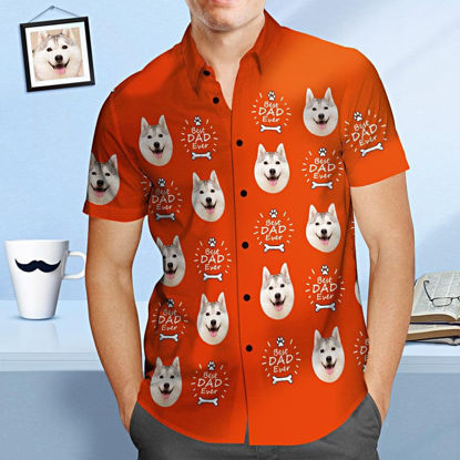 Picture of Custom Face Photo Hawaiian Shirt - Custom Pet Face Shirt All Over Print Hawaiian Shirt - Best Dog Dad Ever - Best Father's Day Birthday Gifts for Him