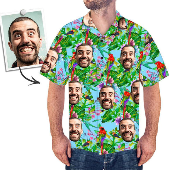 Picture of Custom Face Photo Hawaiian Shirt - Custom Tropical Casual All Over Print Hawaiian Shirt - Best Gifts for Men - Beach Party T-Shirt as Holiday Gift