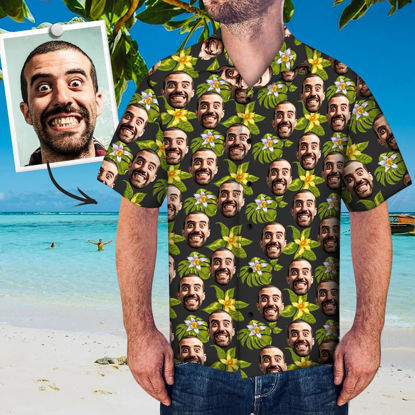 Picture of Custom Face Photo Hawaiian Shirt - Personalize Face Shirt - All Over Print Hawaiian Shirt - Best Gifts for Men - Beach Party T-Shirts as Holiday Gifts