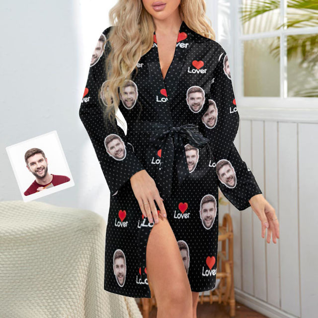 Picture of Custom  Face  Lover Nightgown Personalized Pajamas - Personalized Pet Photo Night Robe/Bathrobe - Birthdays & Christmas Gift