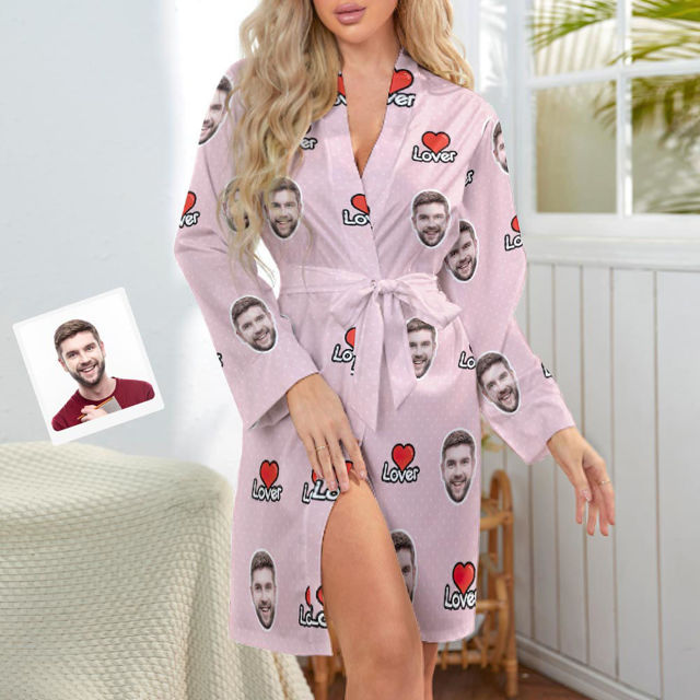 Picture of Custom  Face  Lover Nightgown Personalized Pajamas - Personalized Pet Photo Night Robe/Bathrobe - Birthdays & Christmas Gift