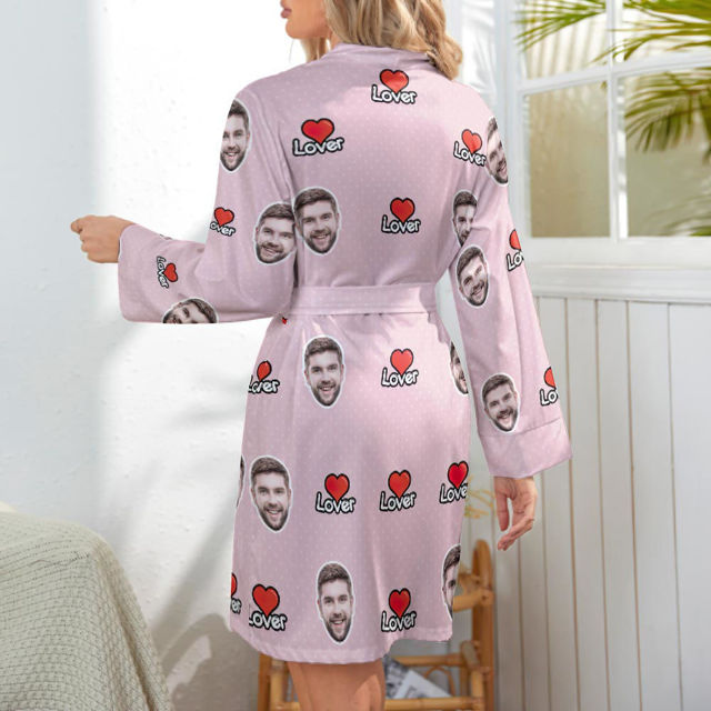 Picture of Custom  Face  Lover Nightgown Personalized Pajamas - Personalized Pet Photo Night Robe/Bathrobe - Birthdays & Christmas Gift