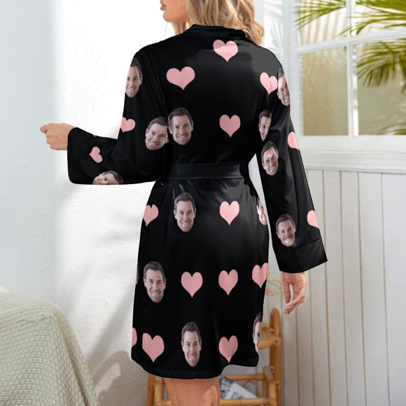 Picture of Custom  Face Pink Heart Nightgown Personalized Face Pajamas - Personalized Pet Photo Night Robe/Bathrobe - Birthdays & Christmas Gift