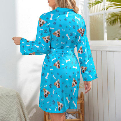 Picture of Custom Face Dog Paw Nightgown Personalized Photo Pajamas - Personalized Pet Photo Night Robe/Bathrobe - Birthdays & Christmas Gift