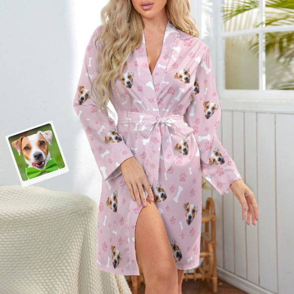 Picture of Custom Face Dog Paw Nightgown Personalized Photo Pajamas - Personalized Pet Photo Night Robe/Bathrobe - Birthdays & Christmas Gift