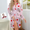 Picture of Custom Face Heart Long Sleeve Nightgown Gifts For Her -Personalized Pet Photo Night Robe/Bathrobe - Birthdays & Christmas Gift