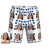 Picture of Custom Photo Face Men's Beach Pants - Personalized Face Copy Photo with Stars - Men's Mid-Length Hawaiian Beach Pants for Father, Boyfriend