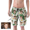 Picture of Custom Photo Face Men's Beach Pants - Personalized Face Copy with US Dollar - Men's Quick Dry Swim Trunk, for Father's Day Gift or Boyfriend
