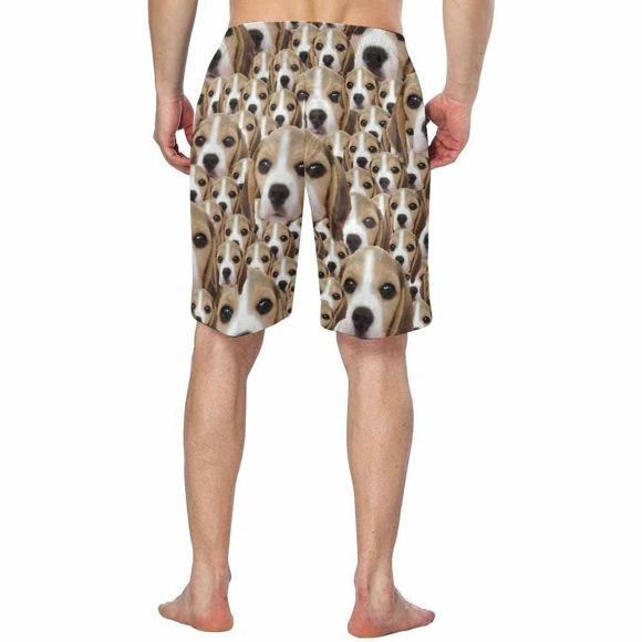Picture of Custom Photo Face Men's Beach Pants - Personalized with Pet Face Copy - Multi Faces Quick Dry Swim Trunk, for Father's Day Gift or Boyfriend