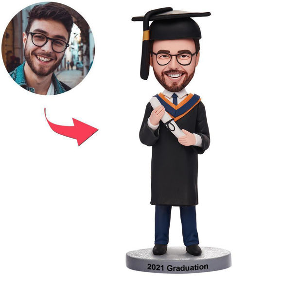 Picture of Custom Bobbleheads: Graduation Man | Personalized Bobbleheads for the Special Someone as a Unique Gift Idea｜Best Gift Idea for Birthday, Thanksgiving, Christmas etc.