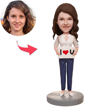Picture of Custom Bobbleheads: Female I LOVE U | Personalized Bobbleheads for the Special Someone as a Unique Gift Idea｜Best Gift Idea for Birthday, Thanksgiving, Christmas etc.