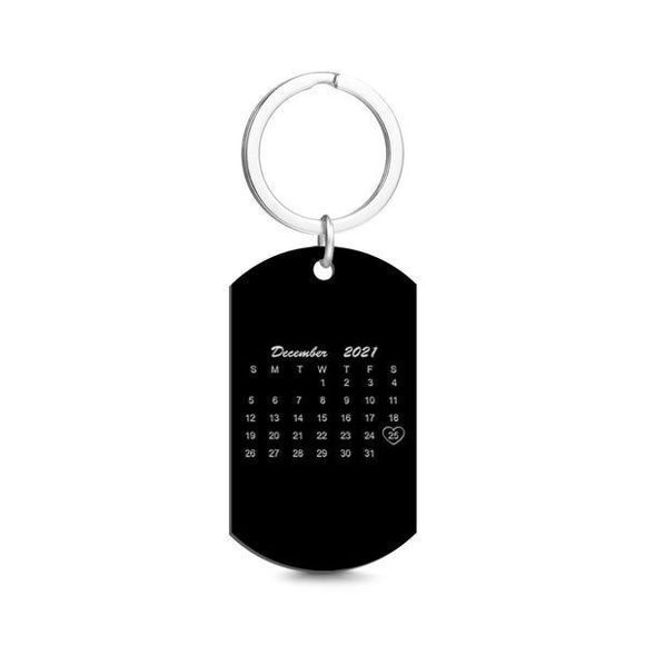 Picture of Engraved Photo Calendar Keychain Christmas Gift - Custom Photo Keychain - Engraved Key Chain - Pet Lover Gift Father's Day