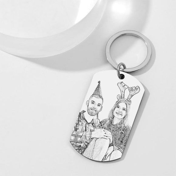 Picture of Engraved Photo Calendar Keychain Christmas Gift - Custom Photo Keychain - Engraved Key Chain - Pet Lover Gift Father's Day