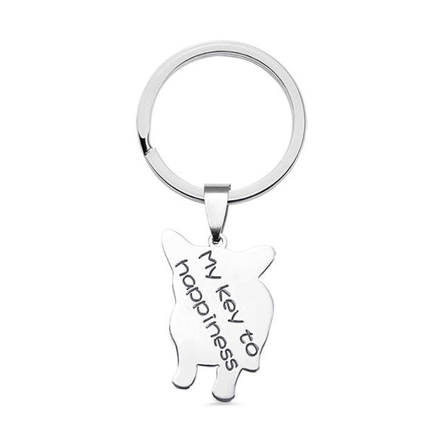 Picture of Engraved Sterling Silver Pet Photo Keychain - Custom Photo Keychain - Engraved Key Chain - Pet Lover Gift Father's Day