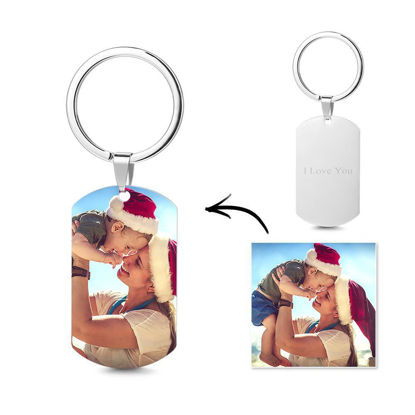 Picture of Photo Tag Key Chain With Engraving Christmas Gift - Custom Photo Keychain - Engraved Key Chain - Pet Lover Gift Father's Day