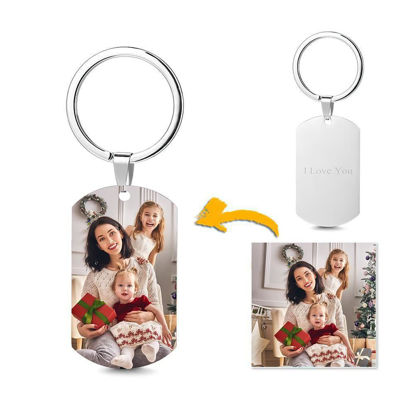 Picture of Photo Tag Key Chain With Engraving Memorial For Christmas - Custom Photo Keychain - Engraved Key Chain - Pet Lover Gift Father's Day