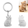 Picture of Engraved Pet Cat Photo Keychain in 925 Sterling Silver - Custom Photo Keychain - Engraved Key Chain - Pet Lover Gift Father's Day