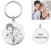 Picture of Personalized Round Pendant Photo Keychain in 925 Sterling Silver -Custom Photo Keychain - Engraved Key Chain - Pet Lover Gift Father's Day