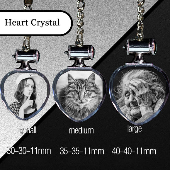 Picture of Personalized 2D or 3D Crystal Photo Keychain Gift in Heart - Custom Photo Keychain - Pet Lover Gift