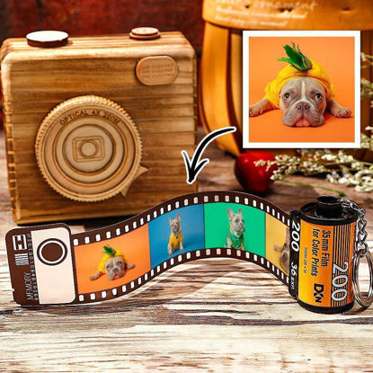 Picture of Multiple Optional Header Pet Photos Memorial Album Personalized 520 Pet Photos Keychain Film Camera Roll Custom Gifts  For Pet Lovers
