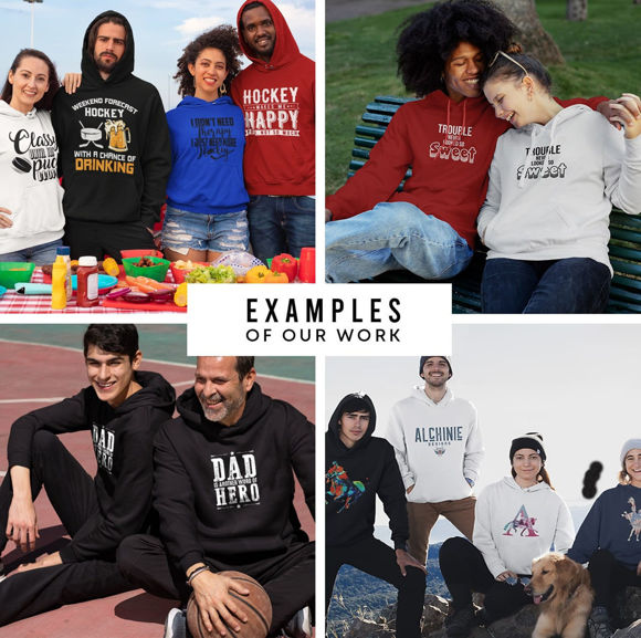 Picture of Custom Unisex Hoodie with Engraving Text - Long Sleeve Sweatshirt Hoodie - Best Gift for Couples, Friends and Family