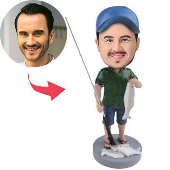 Picture of Custom Bobbleheads: Fishing Wild Catch | Personalized Bobbleheads for the Special Someone as a Unique Gift Idea｜Best Gift Idea for Birthday, Thanksgiving, Christmas etc.