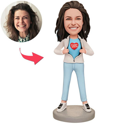 Picture of Custom Bobbleheads: Super Mom in White Coat | Personalized Bobbleheads for the Special Someone as a Unique Gift Idea｜Best Gift Idea for Birthday, Thanksgiving, Christmas etc.