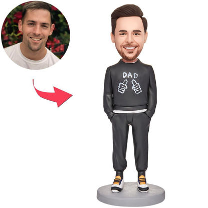 Picture of Custom Bobbleheads: Father's Day Gift Dad in Black | Personalized Bobbleheads for the Special Someone as a Unique Gift Idea｜Best Gift Idea for Birthday, Thanksgiving, Christmas etc.