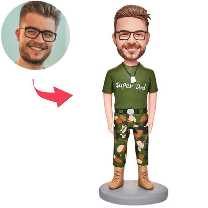 Picture of Custom Bobbleheads: Father's Day Gift Dad in Camouflage | Personalized Bobbleheads for the Special Someone as a Unique Gift Idea｜Best Gift Idea for Birthday, Thanksgiving, Christmas etc.