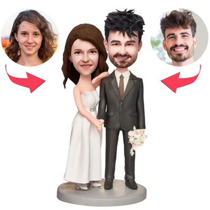 Picture of Custom Bobbleheads: Wedding Gift Happy Wedding Couple Bobbleheads | Personalized Bobbleheads for the Special Someone as a Unique Gift Idea｜Best Gift Ideas for Birthday, Thanksgiving, Christmas etc.