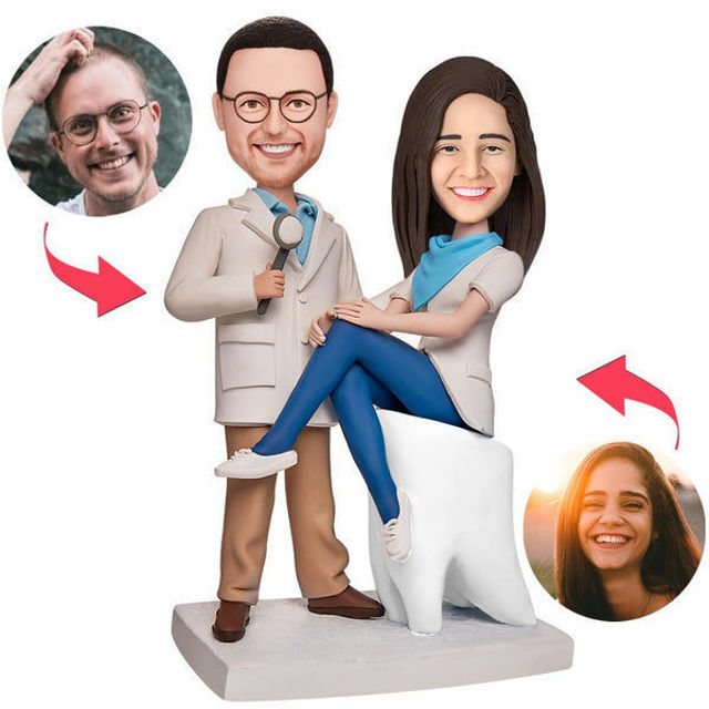 Picture of Custom Bobbleheads: The Dentist Couples Bobbleheads | Personalized Bobbleheads as Custom Gifts for Birthday, Wedding Cake Topper, Christmas etc.｜Best Gift Idea for Birthday, Thanksgiving, Christmas etc.